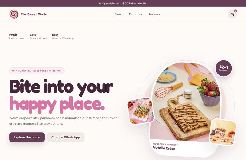 The Sweet Circle dessert shop website preview